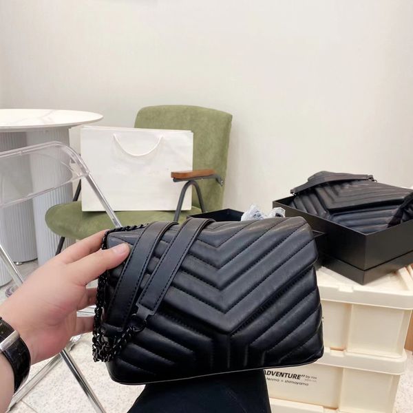 

luxury designer cross body handbag shoulder bag brand loulou y-shaped seam leather ladies metal chain clamshell messenger gift box wholesale