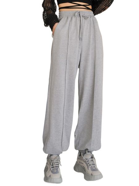 

dazy solid drawstring waist sweatpants 45sl#, Black;white