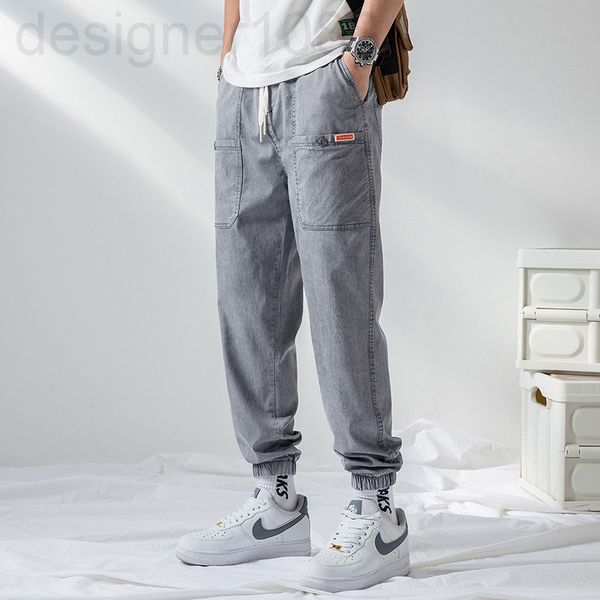 

men's jeans designer spring and summer jeans men's harlan pants loose casual trendy niche elastic light blue leggings 6yx8