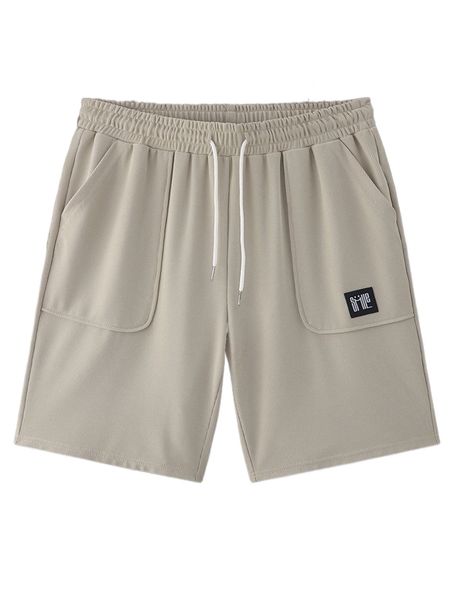 

men patch detail drawstring waist shorts k7ha#, White;black