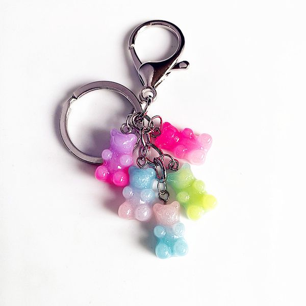 Cartoon Bunte Bärenschlüsselkette Harz süßer Tierschlüsselkette für Frauenauto Keyrings DIY BAGTURSE Lustige Schmuck Schöne Geschenke