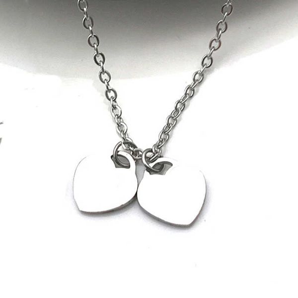 

heart necklace luxury woman a set of packaging stainless steel blue pink green pendant jewelry valentine day christmas gifts for girlfriend, Silver