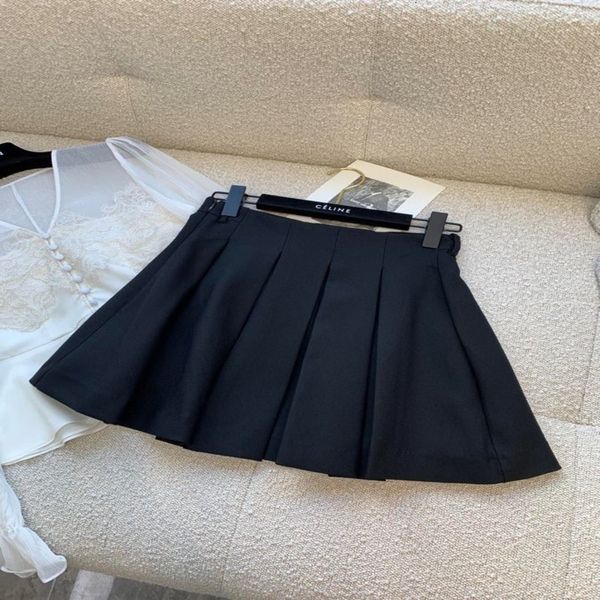 

skirts ss short skirt solid pleated fresh and sweet thin, Black