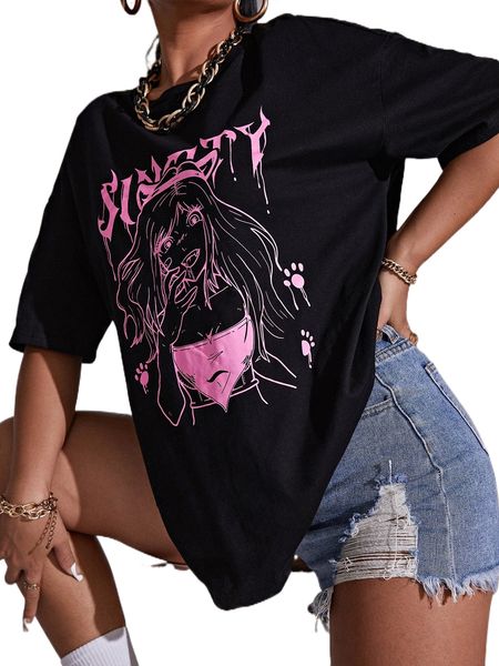 

sxy letter & figure graphic tee q4bz#, White