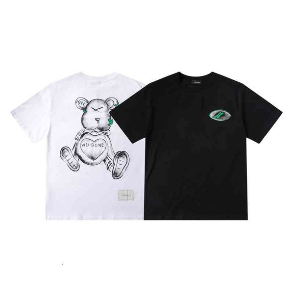 

men's t-shirts spring and summer off cartoon graffiti bear print round neck short sleeve batch, White;black