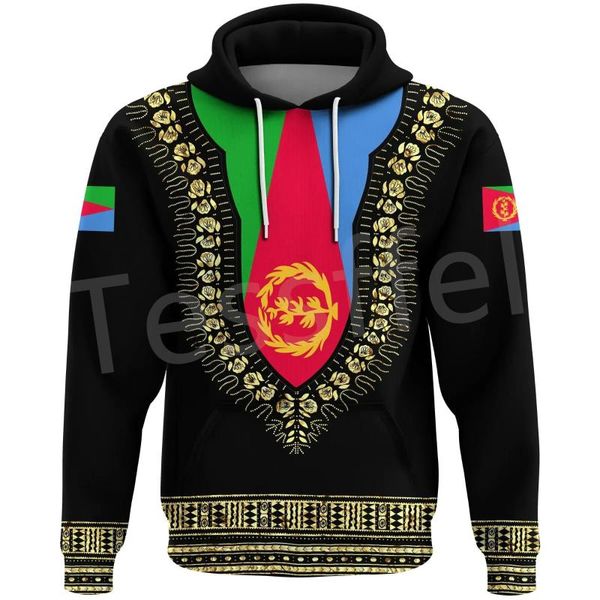 Felpa con cappuccio femminile Fashions Fashion Black History Africa Paese Flag Eritrea Tribe Retro Track -Suit 3DPrint Men/Women Casual Pullover A1Wo