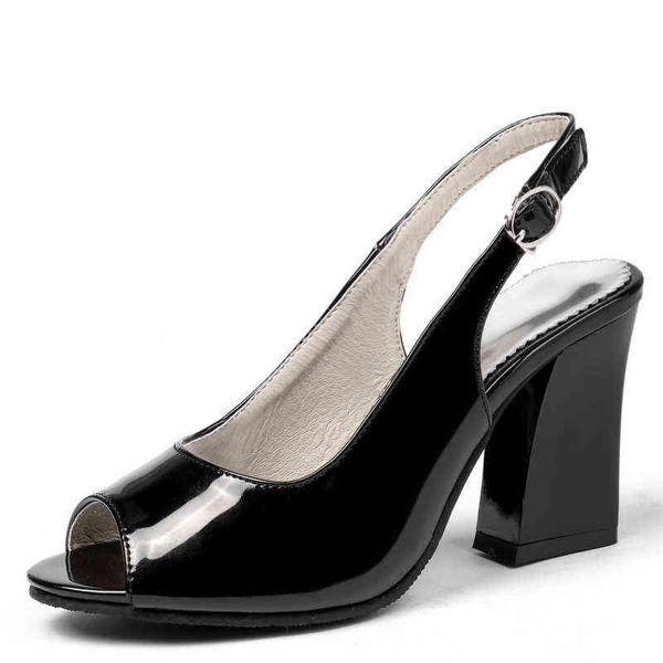 Sandálias Espie os sapatos de verão para mulheres moda elegante tiras de salto alto Partido de nudez preto de sandália grande tamanho 220427