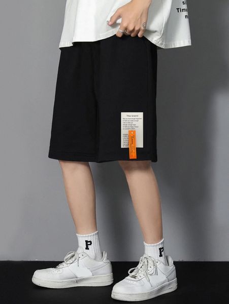 

men slogan graphic patched shorts d9fs#, White;black