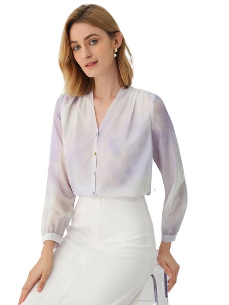 

motf premium linen tie-dye blouse 05ge#, White