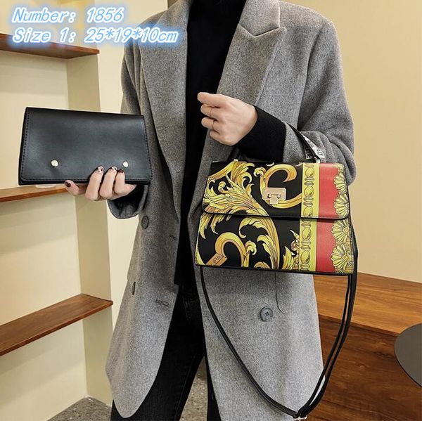 

wholesale ladies leathers shoulder bags this year's popular totem printed handbag elegant contrast color leather handbags street trend