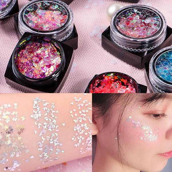 GLITTER SHESHADOW Gel Makeup Unh Nail Art Mermaid Lantejas Shimmer Diamond Eye Skin Shiny Highlighter Face Body Glitter