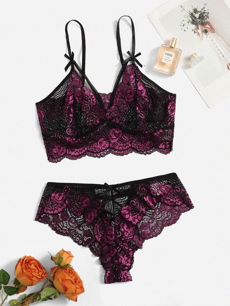 

plus floral lace harness lingerie set 27xm#, Black;white