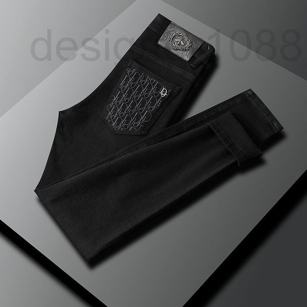 

men's jeans designer autumn and winter new fashion brand slim skinny micro elastic small straight tube versatile long pants look thin d, Blue