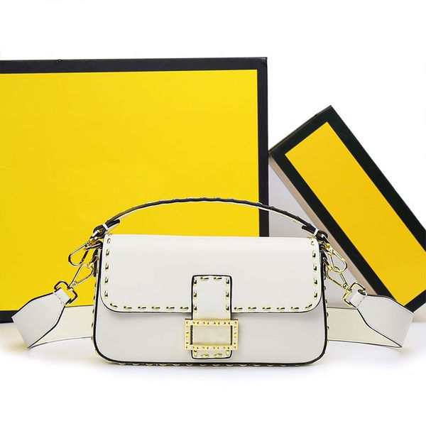 

rivet baguette bag women handbags thread crossbody bags flap shoulder bags sheepskin genuine leather handle fashion purse classic letters ma