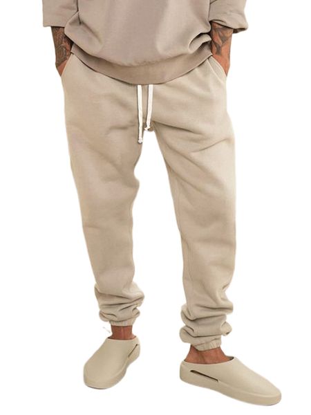 

men slant pocket drawstring waist sweatpants n3my#, Black