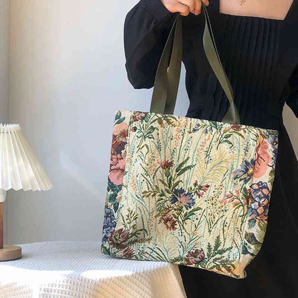 

japanese canvas floral women handbags large fashion ladies market tote shopper shopping female shoulder bags weekend girls purse 220507