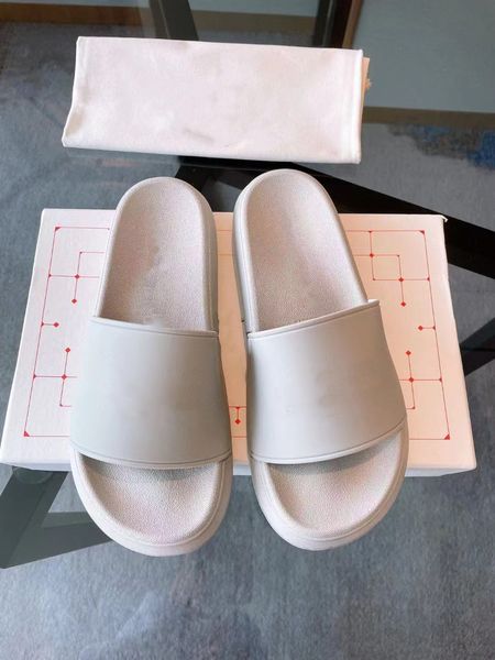 

new2022 men women designer slippers summer pool slides black green white cool grey beige blue soft pink yellow mens rubber sandals paris sho