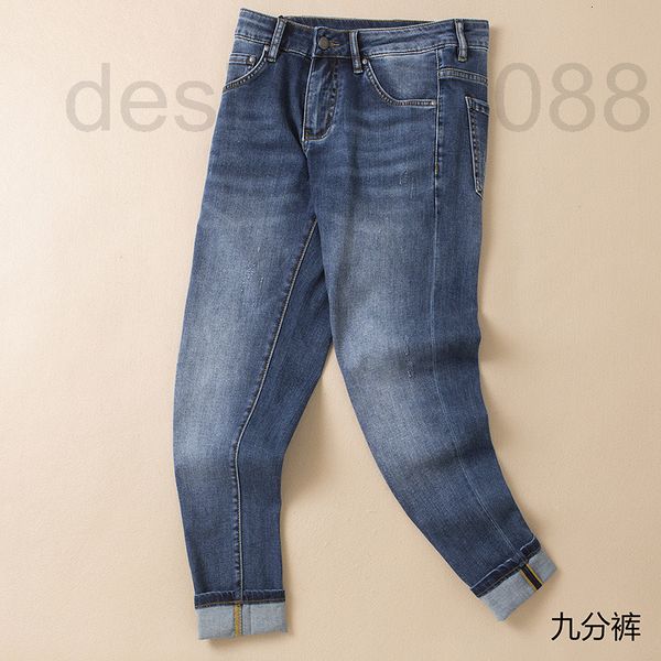 

men's jeans designer washed jeans men's 2022 summer new thin stretch slim fit trend cropped pants ph4n, Blue