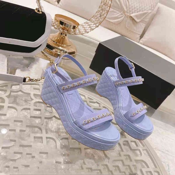 

candy color sandals small fragrance summer linggepo heel sandals women's grass woven thick soled raised muffin shoes chain rs6z, Black