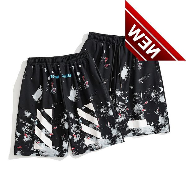 

50% off discount 20ss summer tide off star sky fireworks couple shorts men's and women's beach pants capris, White;black