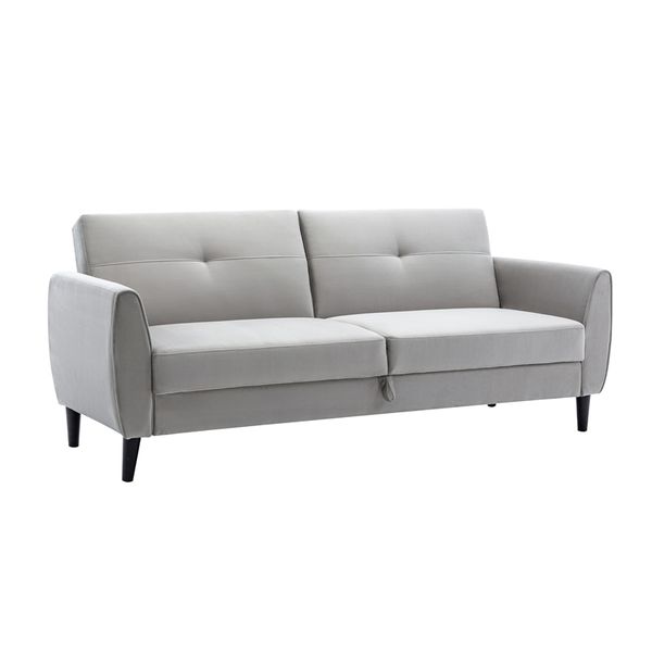

living room furniture pu leather modern convertible folding futon sofa bed with storage box for compact living space apartment dorm black gr
