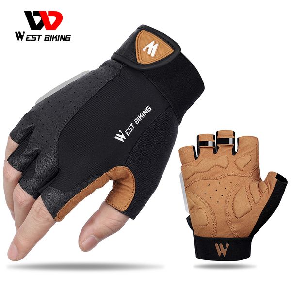 

west biking cycling gloves mtb bike bicycle half finger men women summer gym fitness non slip breathable sports 220812, Blue;gray