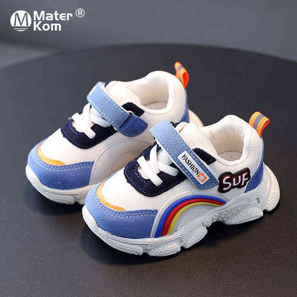 

size 21-30 baby casual rainbow sport children boys breathable toddler shoes for girls non-slip sneakers tenis g220422, Black;red