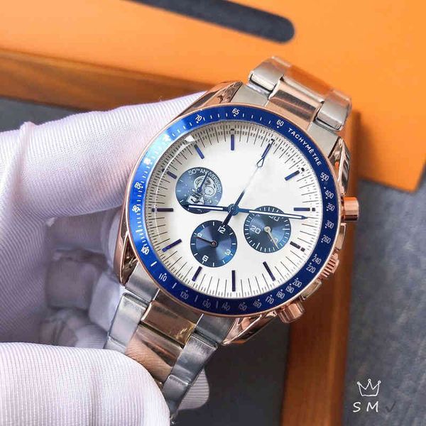 

chronograph superclone watch watches wristwatch luxury fashion designer 2022 three eyes running second leisure men's super business ver, Slivery;golden