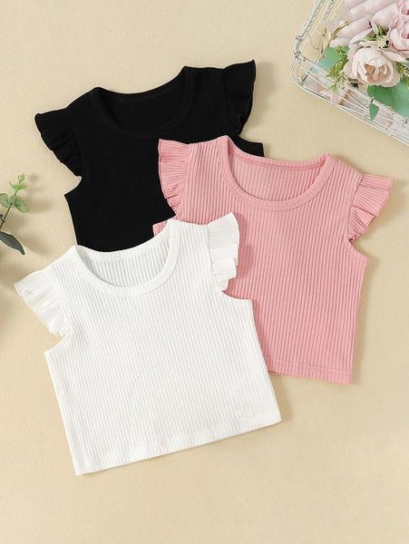 

baby 3pcs ruffle sleeve tank she, Blue