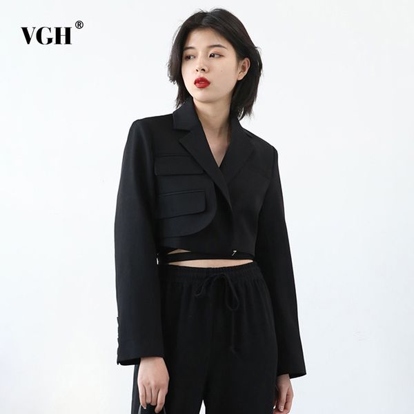 

korean blazer for women notched long sleeves party crop lace up bowknot coat female spring fashion 210507, White;black