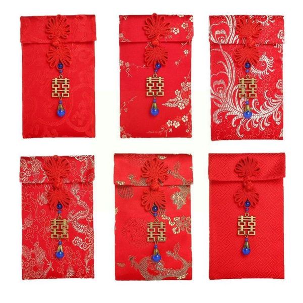 Geschenkpapier im chinesischen Stil Glücksgeldbeutel Tuch Blumenroter Umschlag Tasche Jahr Paket für Frühlingsfest Umschlag E0k2Gift