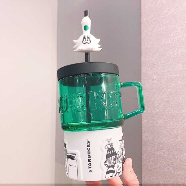 

starbucks cup lala company coffee family glass straw cup artist cooperation limited edition water cup