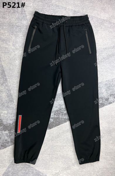 

22ss mens women designer pants red rubber strip label zipper pocket milan pant men webbing trousers black white xinxinbuy s-xl