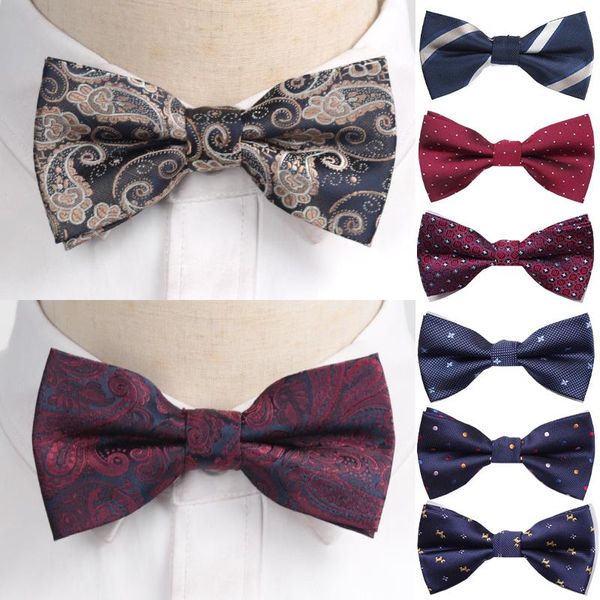 Papillon Jacquard Uomo Bowtie Microfibra Bowknot Woven Dot Checked Spogliato Cravatta Farfalla Abito da sposa Mens Formal Dog ButterflyBow