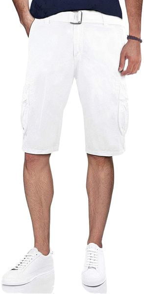 

x mens belted cargo shorts relaxed fit casual tactical knee length cargo shorts for men a9n7#, White;black