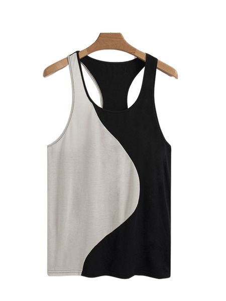 

men two tone tank 976o#, White;black