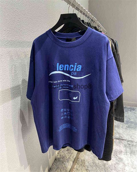 

european and american designers t shirts balencaigass men's sweaters high version 22ss summer new front back c 1s4v, White;black