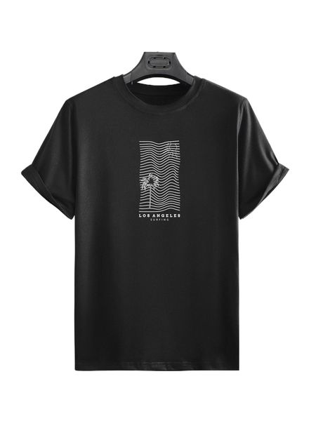 

men palm tree & letter graphic tee t8rt#, White;black