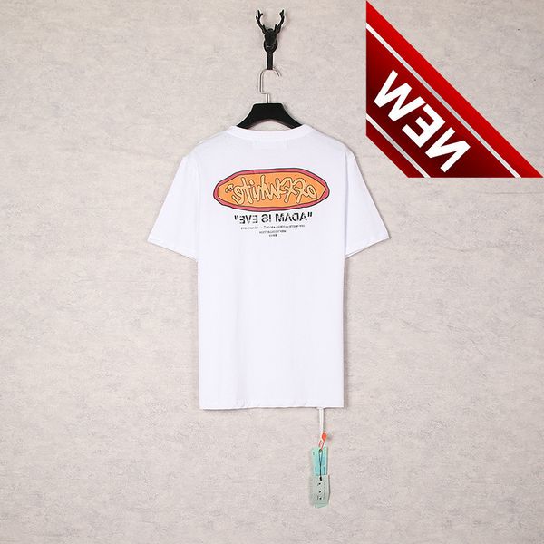 

50% discount 2021 spring and summer new off creative curved letter pattern short sleeve factory direct sale, White;black