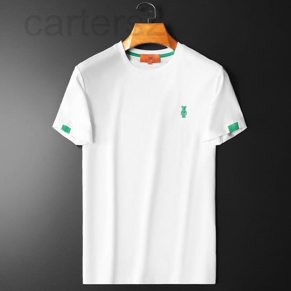 

men's t-shirts designer 2022 summer new men's hollow out drill tencel cotton short sleeve t-shirt round neck slim fit half small s, White;black