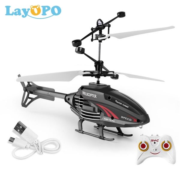 Layopo Mini Drone Recarregável Indução Infravermelho Controle Remoto RC Helicóptero Flying Toys For Boys Girl Gift 220628