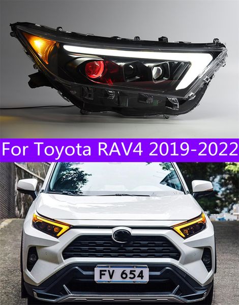 

car headlights for toyota rav4 20 19-2022 led headlight angel eye daytime running lights dynamic turn signal front light