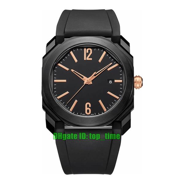 

14 styles watches 102581 bgo41bbsvd octo solotempo dlc a2813 automatic men's watch black dial rubber strap gents sport wristwatches, Slivery;brown