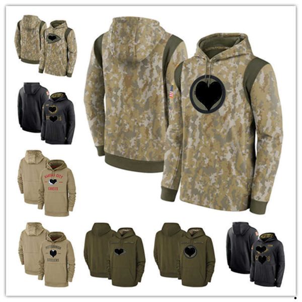 

kansas city''chiefs''pittsburgh''steelers''men women youth camo football hoodie wear 2021 salute to, Black