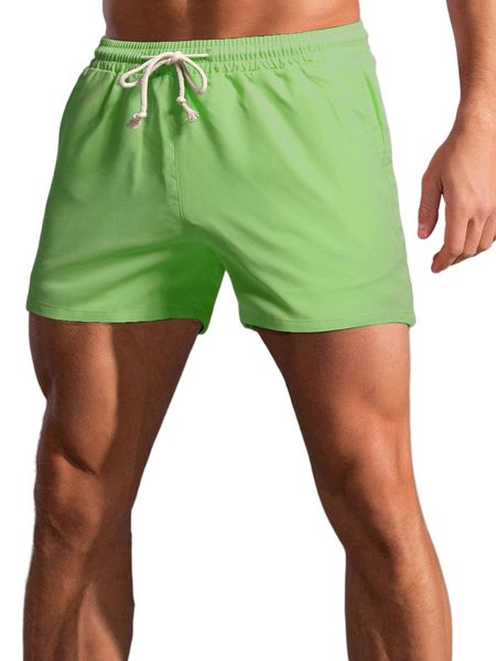 

men solid drawstring waist shorts c5ou#, White;black