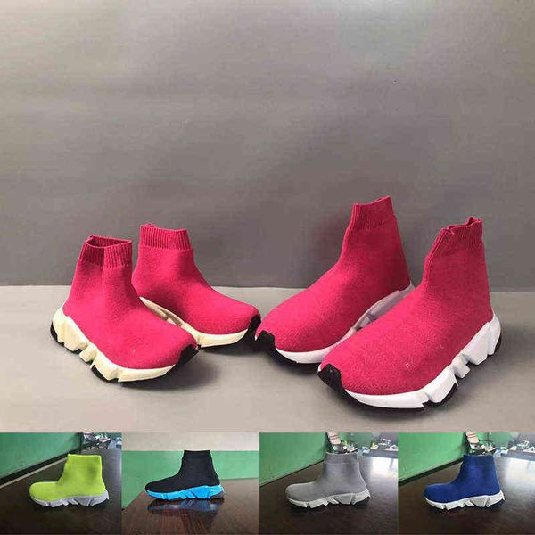

2020 designer kids sneakers red triple black fashion baby girl flat breathable sock boots casual shoes children shoe trainer runners