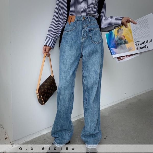 

fashion wide y2k leg pants womens jeans autumn and winter casual loose korean style high waist ladies, Black;white