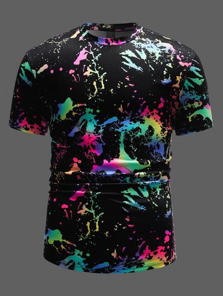 

men splash ink pattern tee o2i2#, White;black