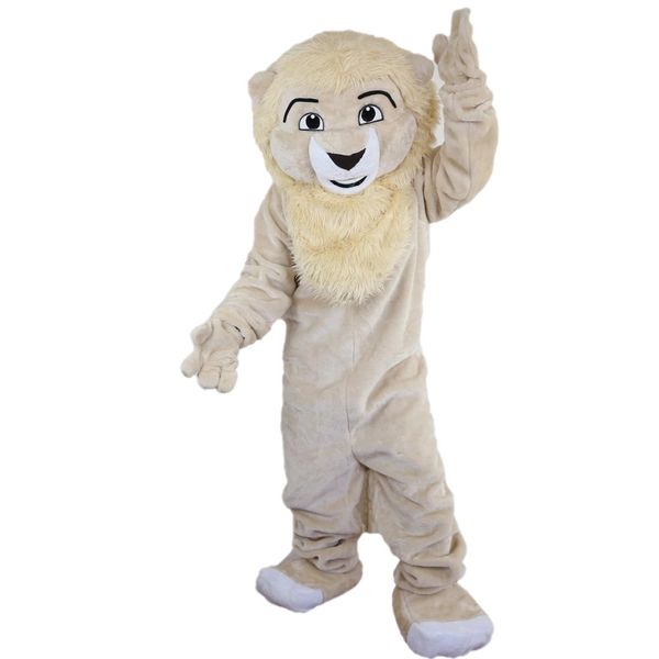 Costume mascotte leone beige peluche Costumi animali unisex carino Vestiti personaggio dei cartoni animati per adulti Mascotte Festa Halloween