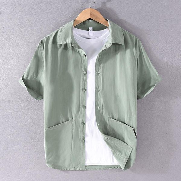 Erkekler Sıradan Gömlek Tasarımcısı Kısa Kollu Katı Pamuk Gömlek Erkekler Marka Modaya Modeli Konforlu Üst Giyim Kimya Homme Camisa Maskulinamen